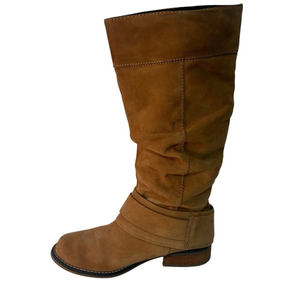 ALDO 7 Tall Knee Pull on boots low heel suede strap & buckle detail pre-LOVED - Picture 2 of 15